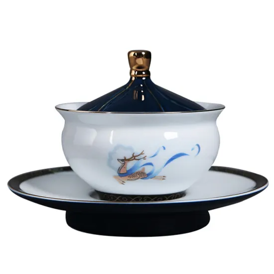 Blue and white gaiwan Ceramic cover bowl tea set tureen tea porcelain pot set travel Beautiful kettle 165ml