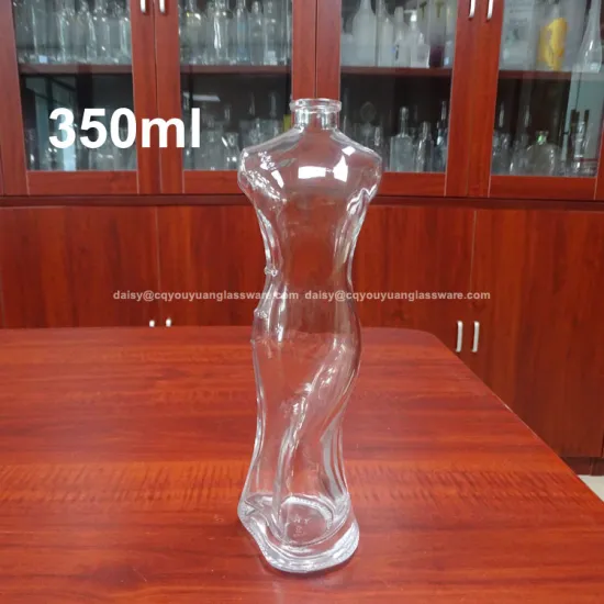 Elegant custom lady women design bottle liquor glass 350ml