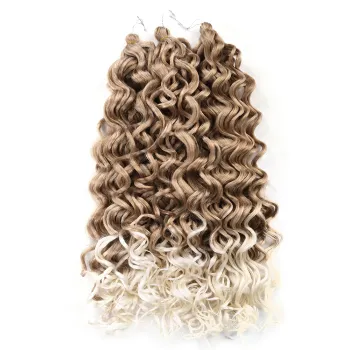 High Quality 24 inch Ombre Gray Black Afro Curl Water Wave Braids Ocean Wave Curly Synthetic Crochet Braiding Hair Extension