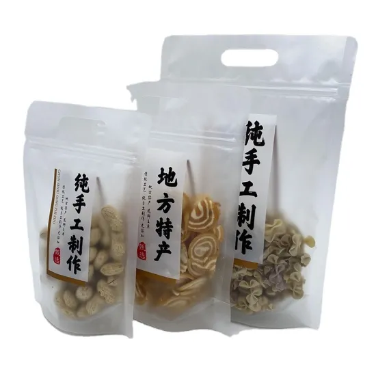 OEM Resealable Transparent Packaging Plastic Bag Matte Finished Surface For Biscuits Cookies Candy