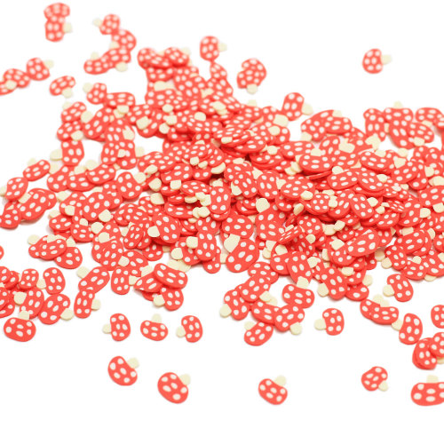 Simulado rojo manchado en forma de hongo arcilla polimérica decoración de uñas Mini rebanada hecha a mano adornos de concha de teléfono encantos