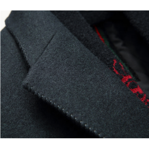 Best Value Men's Wool Coat with Sheep Fur Buttons