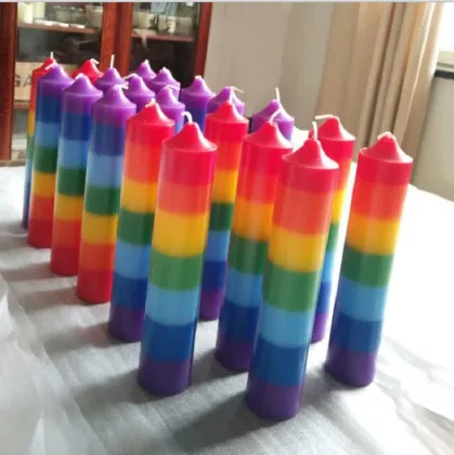 Rainbow taper candle rainbow colored votive candles