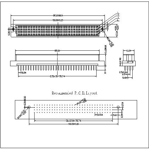 DFS-XX-XXX-401 Vertical Female Type C Connectors 128 Positions-Model