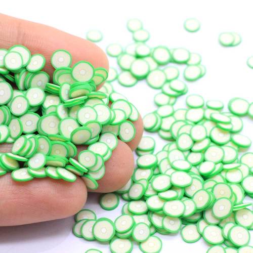 Kawaii Novel Soft Polymer Clay Round Slice Bead Green 6mm 500g/lot Cute Design For Nail Art Or Slime Making DIY Fillers