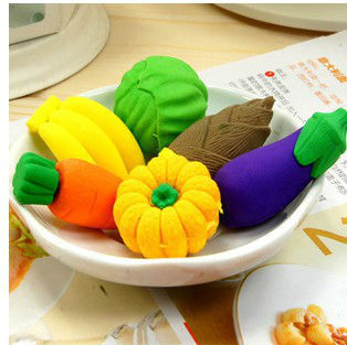 3d puzzle erasers-animal/eggplant shape eraser/papper shape erasers