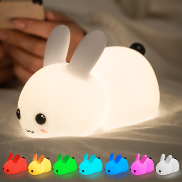Cute RGB Stuffed Animal Rabbit: Soft Silicone Gift with Colorful LED Light and Remote Control