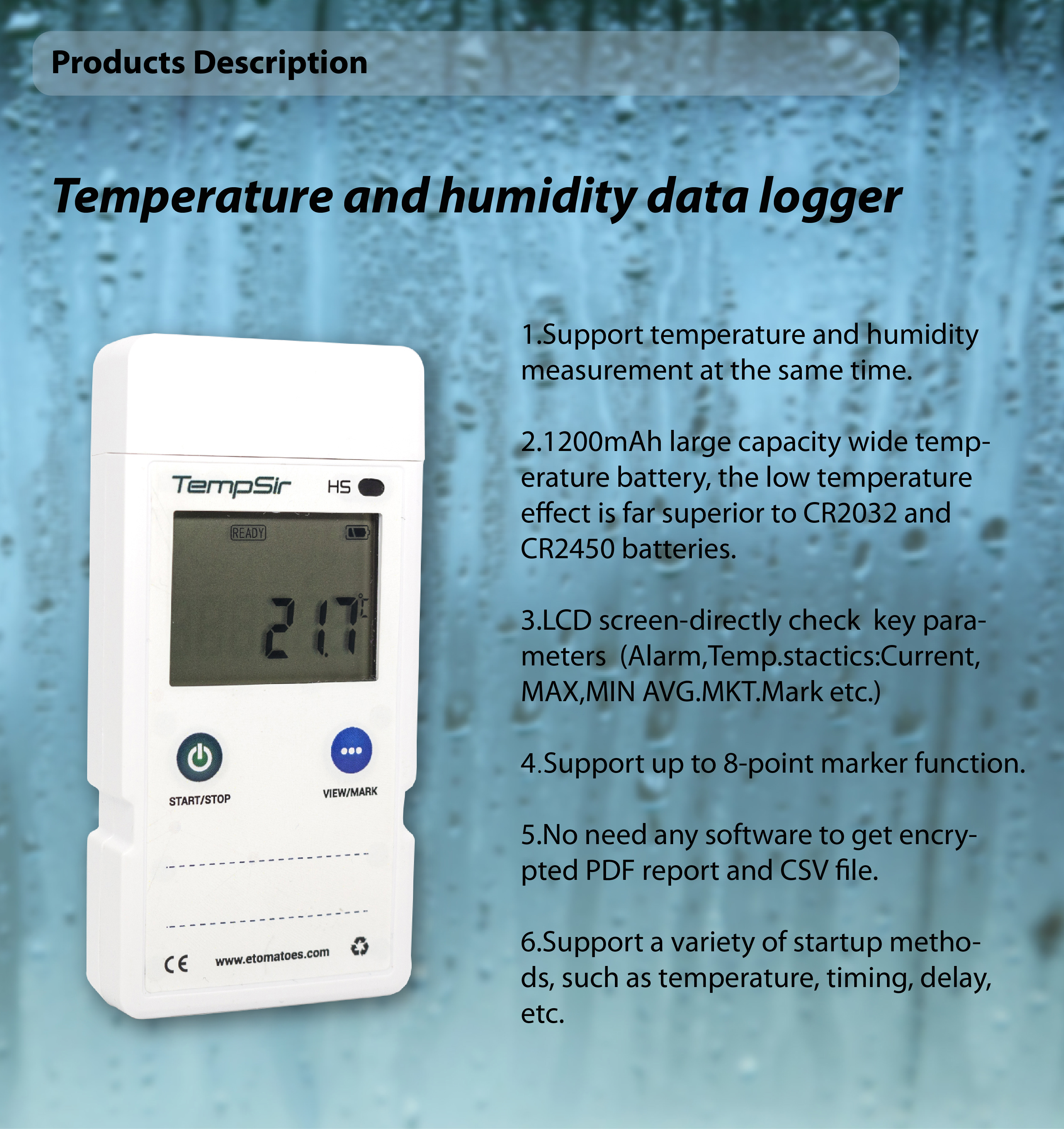 HS single use Temperature and humidity Data Logger