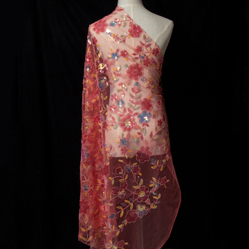 High-Quality Flower Bead Embroidery, Glitter Sequin, French African Lace Fabric for Bridal Dresses