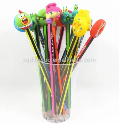 Cartoon customized pen topper/ rubber letter pencil topper/ PVC pencil topper