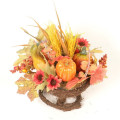 Artificial Flower Mixed Maple Leaves Barley Pumpkin Basket Table Centerpieces Autumn Harvest Thanksgiving Decorations