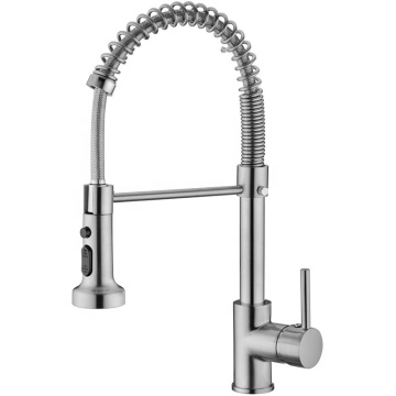 BSL-KF016 Pull Out Deck Mounted Stainless Steel Spring Kitchen Faucet with Pull Down Sprayer