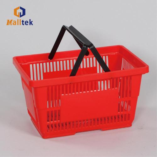 high quality plastic double handle Hand shopping basket