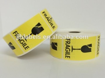 2x3 Yellow Fragile CRACKED GLASS Shipping Mailing Stickers 500abels/roll