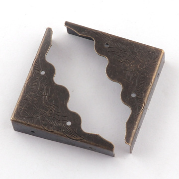 Antique Bronze Jewelry Box Corner Bracket - Decorative Metal Brass Corner Trim 39mm