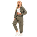 Pantalon de cargaison de cargaison décontracté vert de l'armée féminine