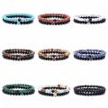 Natural 6mm Semi Precious Stone Bracelet Set healing crystal elastic men's and women's round Beaded elastic couple Bracelet