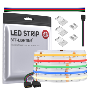 High Density FCOB COB RGBW RGBWW LED Strip - 816/896 LEDs/m, 12mm, DC12V/24V