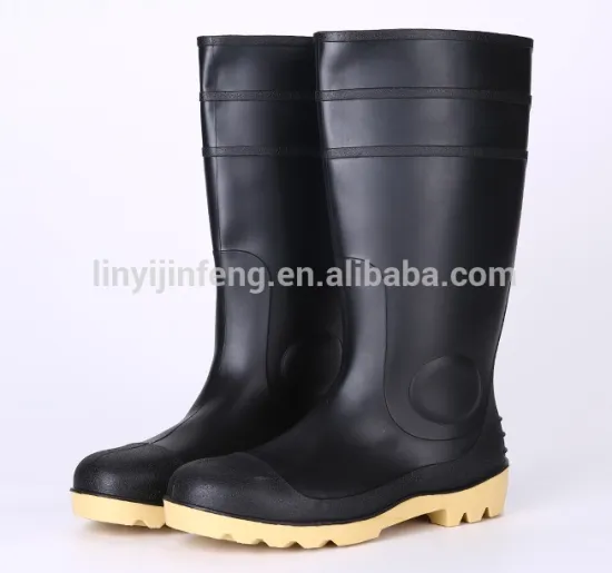 Men Work Black PVC Rain Boots with CE certificate approved