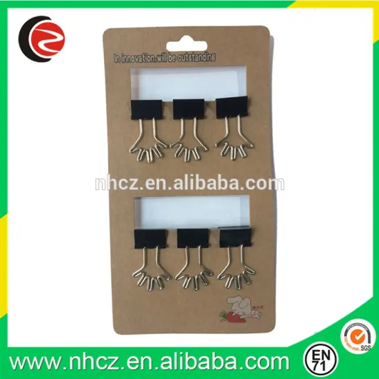 Black Hand Shaped Binder Clip Set