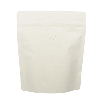 Aluminum White Kraft Bags Coffee One Way Valve