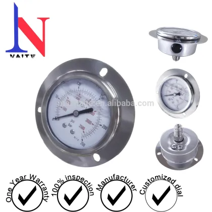 Oil filled back mouthing pressure gauge meter