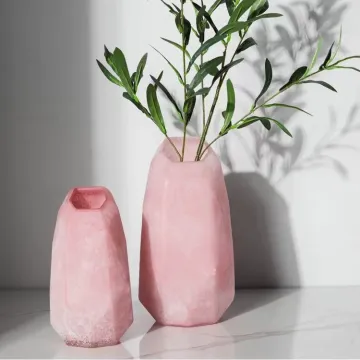 Handcrafted Nordic Style Luxury Pink Cut Vase with Colored Glaze: Ideal Home Decor for Room, Guest Room, Bedroom