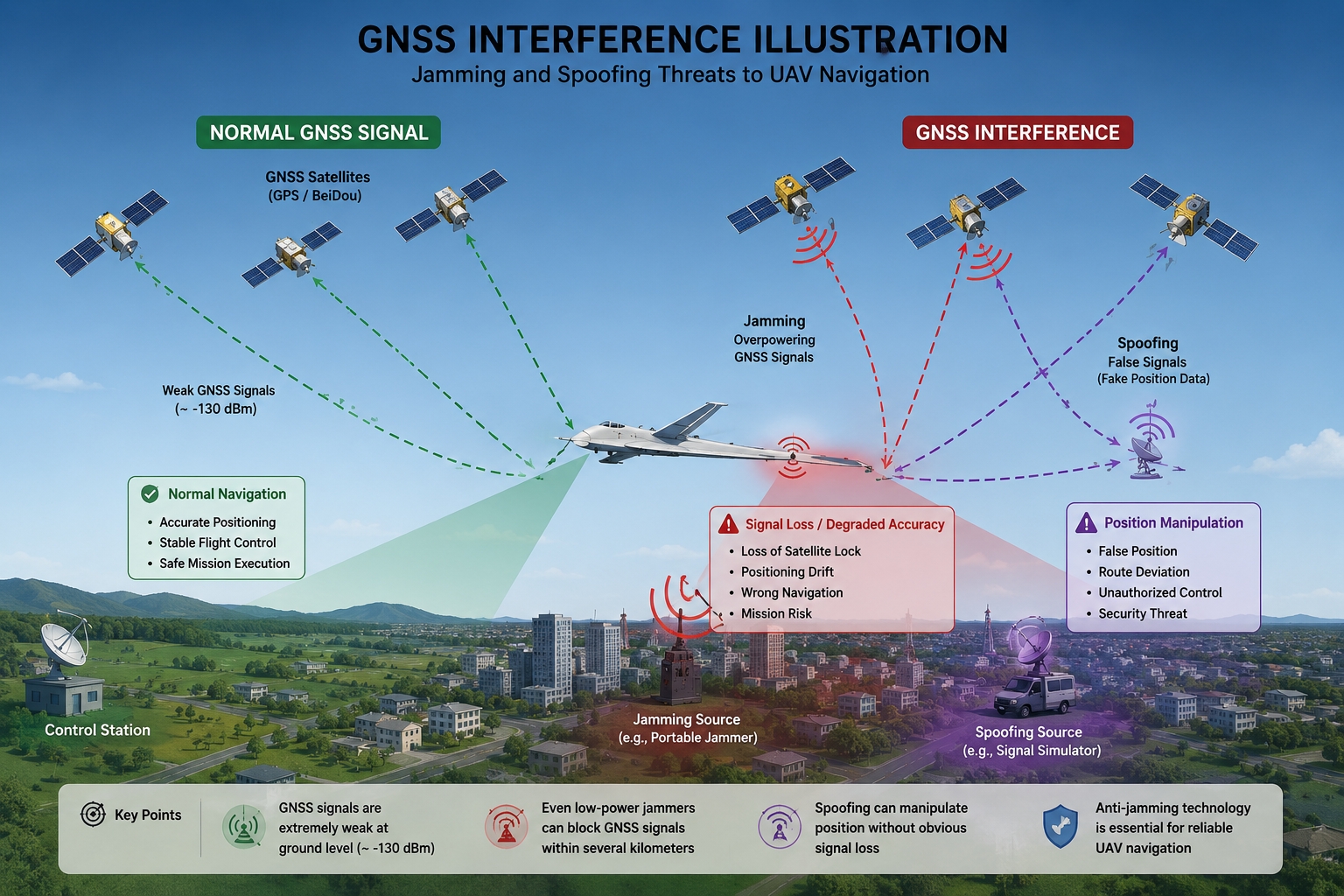 UAV anti-jamming system architecture for GNSS