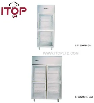 stainless steel body refrigerated glass door cabinet