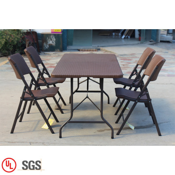 ensembles en plastique de table de jardin de chaise de rotin extérieur