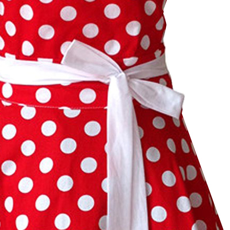 Lovely Sweetheart Red Retro Kitchen Aprons Woman Girl Cotton Polka Dot Cooking Salon Vintage Apron Dress Christmas