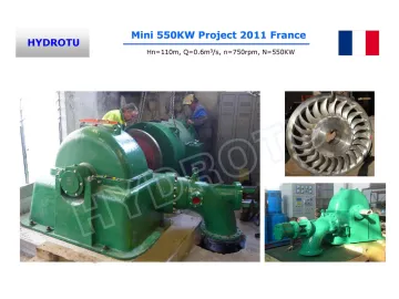 Medium Head Impulse Turgo Hydro Turbine / Turgo Water Turbine With Generator 400v, 3.3kv, 6.3kv, Or 10.5kv