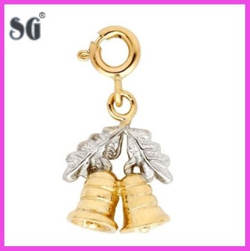 Newest product Christmas gift top crafted18K yellow gold bells shape design with leaves