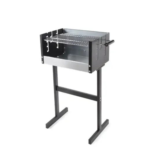 Zinc-Painted Portable Charcoal Grill with Adjustable Height