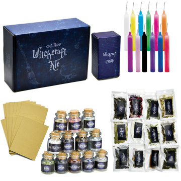 Cristais coloridos ervas secas kit de velas mágicas de magia