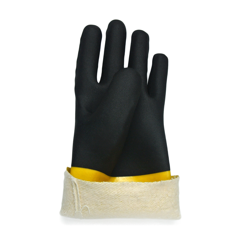 Guanto rivestito in PVC giallo e nero