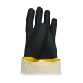 Gelber und schwarzer PVC-beschichteter Handschuh