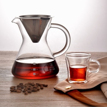 Επαναχρησιμοποιήσιμο διπλό στρώμα 400ml φίλτρο από ανοξείδωτο χάλυβα Borosilicate Glass Pour πάνω από την καφετιέρα: Ο τέλειος σύντροφος σας
