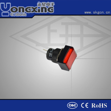 16mm IP40 6A/24V DC pilot lamp push button switch