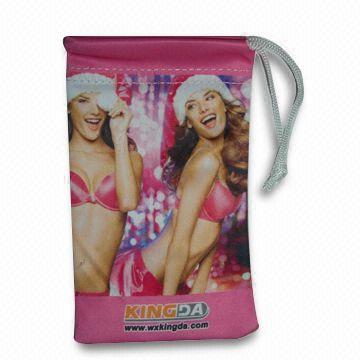 Microfiber Pouch for Mobile Phone with Digital Printing, Washable and Color Fastness