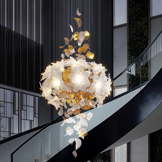 Customized Luxury Flower Chandelier for High Ceiling Weddings and Modern Interiors