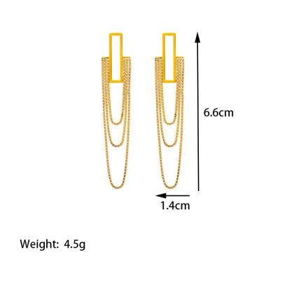 Stainless Steel Long Tassel Chain Earrings - Waterproof Drop Earrings for Women
