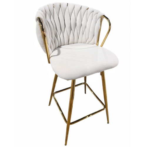 Silla de bar moderna en terciopelo con diseño dorado
