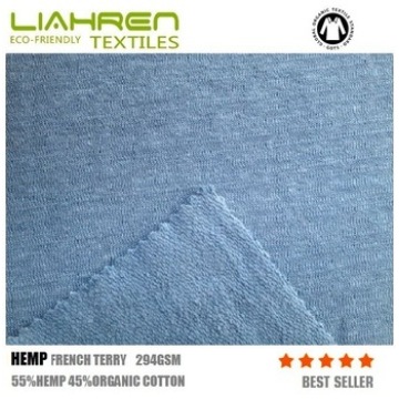 hemp organic cotton fabric, high quality nature hemp fleece fabric, sweatershirt or hooded hemp organic cotton fleece