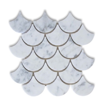 Self-Stick White Marble Fish Scale Mosaic Sticker