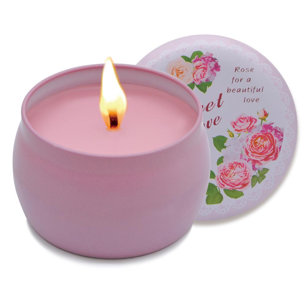 Velas de lata de cera de soja com aromaterapia personalizadas em massa