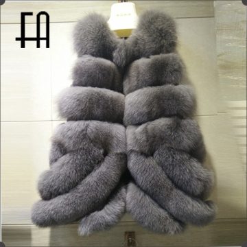 Factory wholesale fox fur with suede leather fur vest /fox leather fur gilet