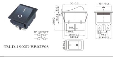 6p on-off-on rocker switch