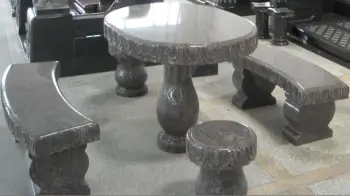 Stone Carved Table and Bench