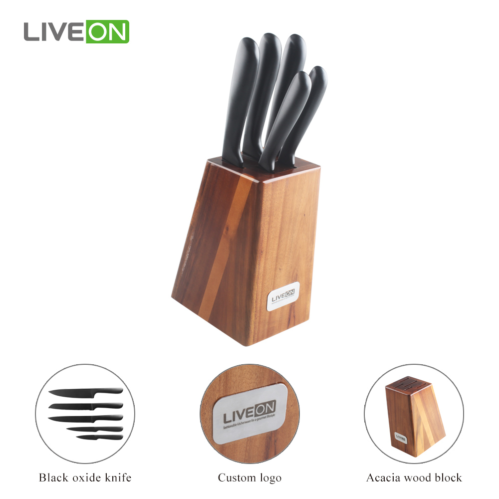 5pcs Kitchen Wood Knife Block Set